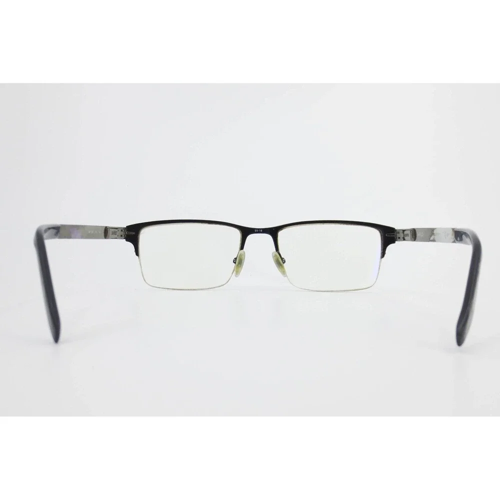 Safilo Elasta SA 1030 T7G Gunmetal Black Rectangular Rimless Eyeglasses 55mm